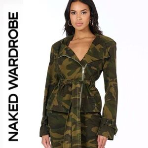 Naked wardrobe 💚🤎 Camo hooded jacket | NWT || XS